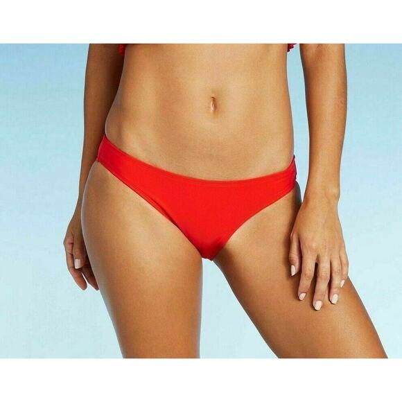 Xhilaration Bikini Bottom Womens Large Red Hipster Ribbed Sexy Swimwear Beachy - Picture 1 of 4